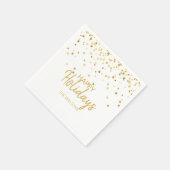 Personalisiertes Elegantes Gold Confetti Happy Hol Serviette (Ecke)