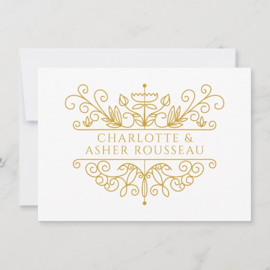 Personalisiertes elegantes Gold Couple Mitteilungskarte (Vorderseite)