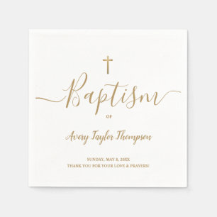 Personalisiertes, elegantes Gold Cross-Taufskript Serviette