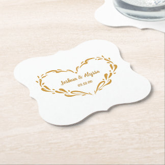 Personalisiertes Elegantes Gold Herz Hochzeit Untersetzer