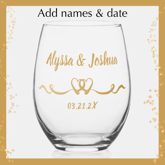 Personalisiertes elegantes Gold-Hochzeitsgeschenk Weinglas Ohne Stiel