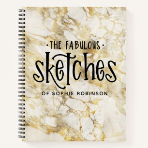 Personalisiertes elegantes Gold-Marmor-Sketchbook Notizblock