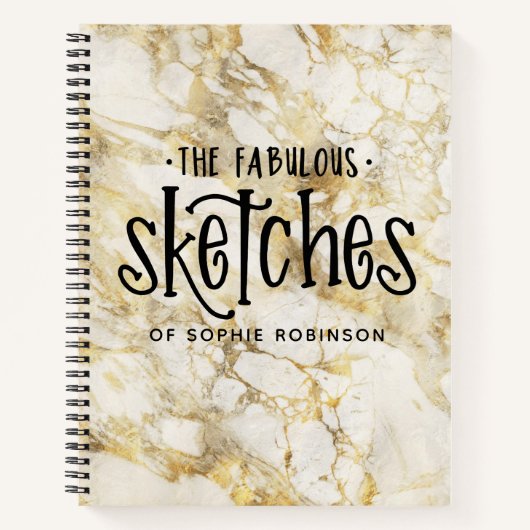 Personalisiertes elegantes Gold-Marmor-Sketchbook Notizblock (Vorderseite)