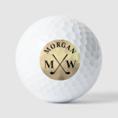 Personalisiertes Elegantes Gold-Monogramm Golfball (Vorderseite)