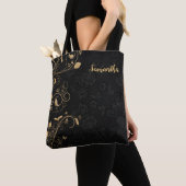Personalisiertes Elegantes Gold Schwarze Flora Tasche (Von Nahem)
