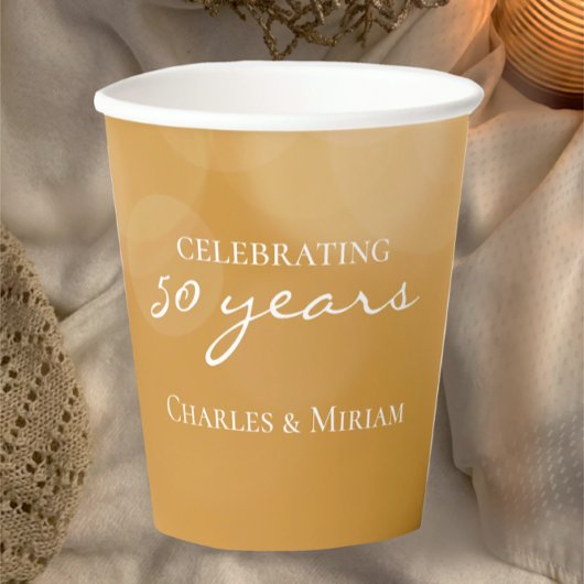 Personalisiertes elegantes Golden 50-jähriges Part Pappbecher