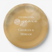 Personalisiertes elegantes Golden 50-jähriges Part Pappteller (Vorderseite)