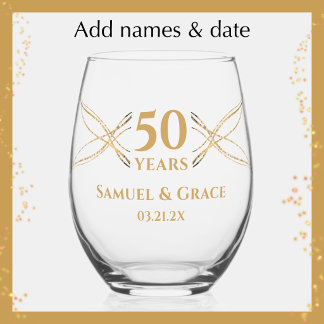 Personalisiertes elegantes goldenes Geschenk zum 5 Weinglas Ohne Stiel