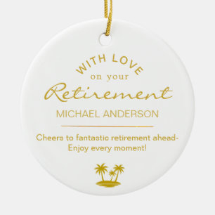 Personalisiertes elegantes goldenes Ruhestand-Ande Keramik Ornament