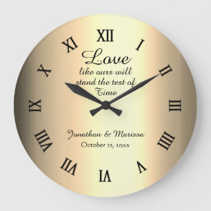 Personalisiertes elegantes Goldfolien-Hochzeitsges Große Wanduhr