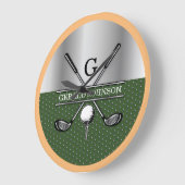Personalisiertes elegantes Golf Monogram Logo Große Wanduhr (Winkel)