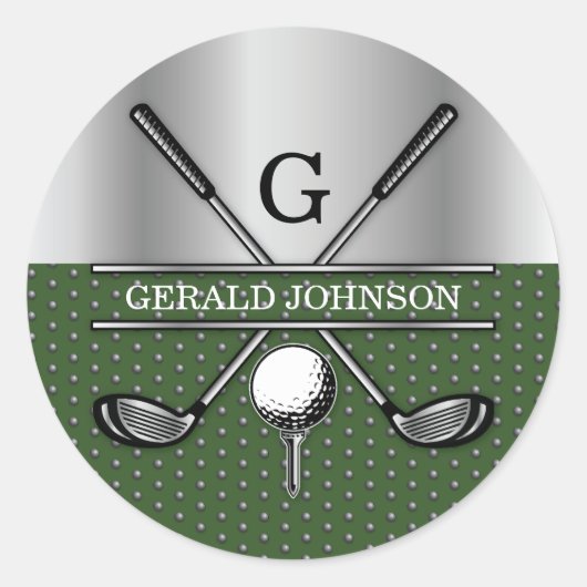 Personalisiertes elegantes Golf Monogram Logo Runder Aufkleber (Vorderseite)