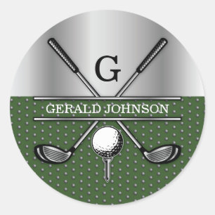 Personalisiertes elegantes Golf Monogram Logo Runder Aufkleber