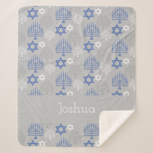 Personalisiertes elegantes Hanukkah Urlaubsmuster Sherpadecke (Vorderseite)