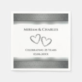 Personalisiertes Elegantes Herz Silber 25 Jahre Ju Serviette (Vorderseite)