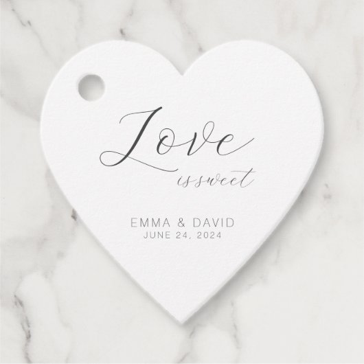 Personalisiertes elegantes Hochzeitsherz geformt Geschenkanhänger (Vorderseite)