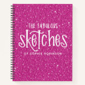 Personalisiertes elegantes Hot Pink Glitzer Sketch Notizblock (Vorderseite)
