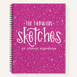 Personalisiertes elegantes Hot Pink Glitzer Sketch Notizblock