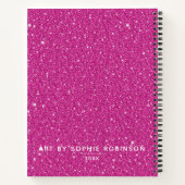 Personalisiertes elegantes Hot Pink Glitzer Sketch Notizblock (Rückseite)