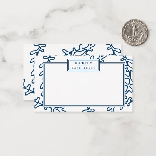 Personalisiertes, elegantes Indigomuster Mitteilungskarte (Vorderseite/Rückseite Beispiel)