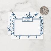 Personalisiertes, elegantes Indigomuster Mitteilungskarte (Vorderseite/Rückseite Beispiel)