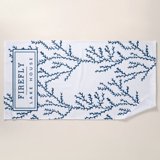 Personalisiertes, elegantes Indigomuster Strandtuch (Vorderseite)
