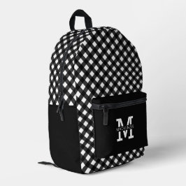Personalisiertes elegantes Kariertes Schwarzes Mus Bedruckter Rucksack