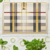 Personalisiertes Elegantes klassisches Tan und Tau Geschirrtuch (Gefaltet)