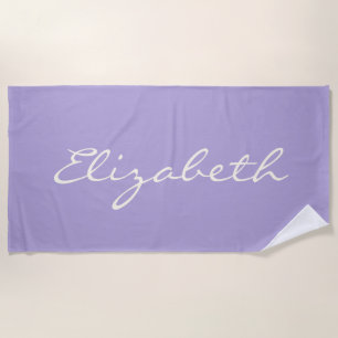 Personalisiertes Elegantes Lavendel Handgeschriebe Strandtuch