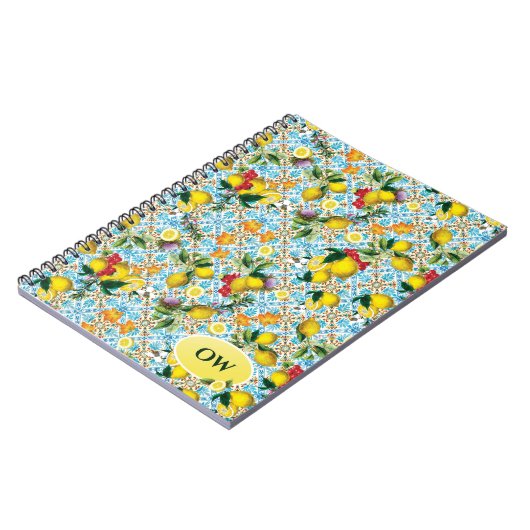 Personalisiertes elegantes Lemon Monogramm Notizblock (Linke Seite)