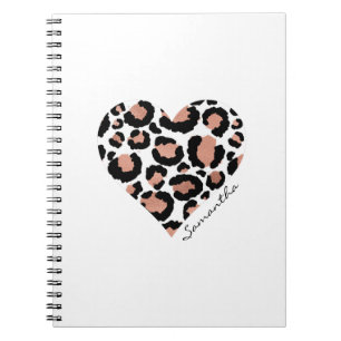 Personalisiertes elegantes Leopard-Musterherz Notizblock