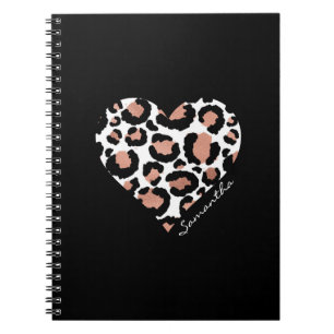 Personalisiertes elegantes Leopard-Musterherz Notizblock