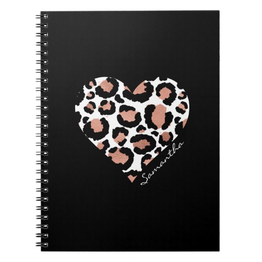 Personalisiertes elegantes Leopard-Musterherz Notizblock (Vorderseite)