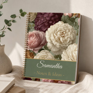 Personalisiertes Elegantes Lila Blumenname Notizblock