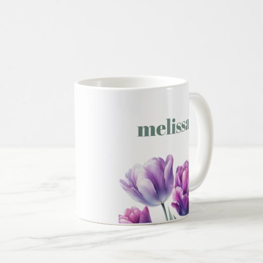 Personalisiertes elegantes lila Monogramm Kaffeetasse (VorderseiteRechts)