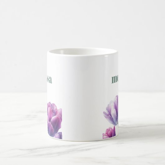 Personalisiertes elegantes lila Monogramm Kaffeetasse (Mittel)