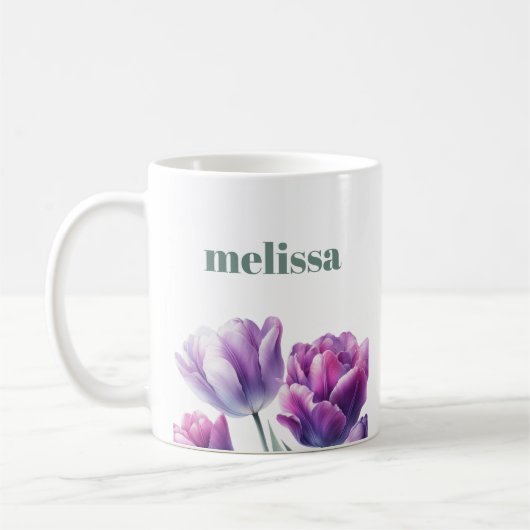 Personalisiertes elegantes lila Monogramm Kaffeetasse (Links)