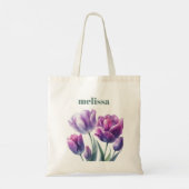 Personalisiertes elegantes lila Monogramm Tragetasche (Rückseite)