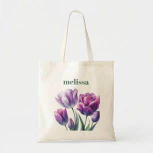 Personalisiertes elegantes lila Monogramm Tragetasche