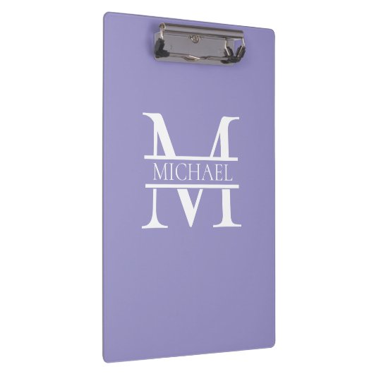 Personalisiertes elegantes Lila Monogramm und Name Klemmbrett (Rechts)
