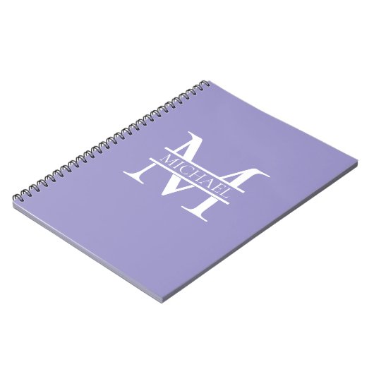 Personalisiertes elegantes Lila Monogramm und Name Notizblock (Linke Seite)