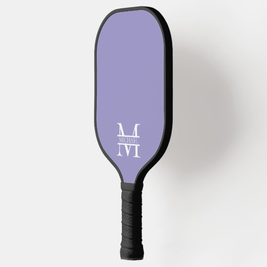 Personalisiertes elegantes Lila Monogramm und Name Pickleball Schläger (Links)