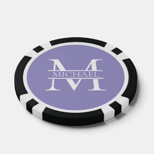 Personalisiertes elegantes Lila Monogramm und Name Pokerchips (Einzeln)
