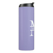Personalisiertes elegantes Lila Monogramm und Name Thermosbecher (Nach links gedreht)
