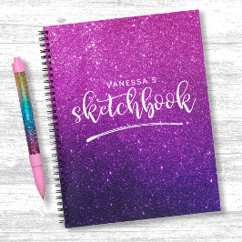 Personalisiertes elegantes Lila-rosa Sketchbook Notizblock