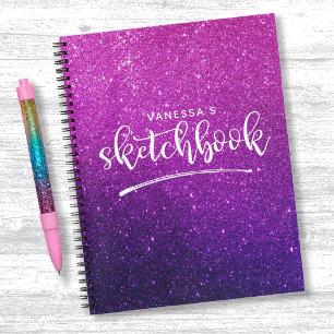 Personalisiertes elegantes Lila-rosa Sketchbook Notizblock