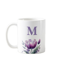 Personalisiertes elegantes lila Tulip Monogramm