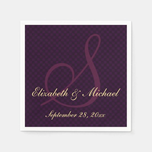 Personalisiertes, elegantes Monogram-Hochzeitspapi Serviette (Vorderseite)