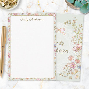 Personalisiertes Elegantes Monogramm Hübsche Blume Mitteilungskarte