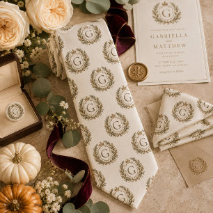 Personalisiertes elegantes Monogramm-Lorbeerkranz Krawatte